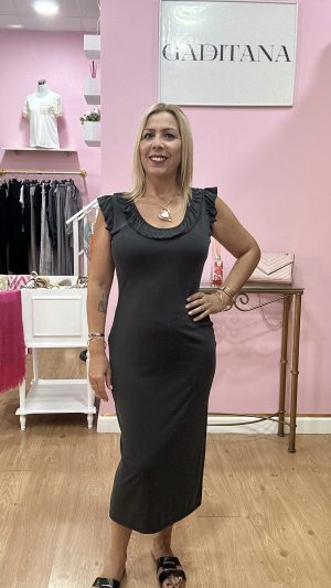 Vestido canalé volante